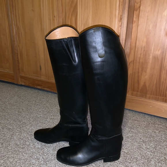 Vogel custom dress boots pull on calfskin w/ gusset 6-1/2-7 WIDE CALF black - Picture 5 of 15